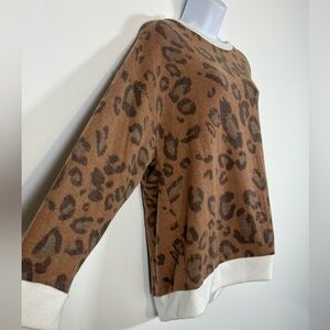 Again Made in USA Leopard Print Sweatshirt Oversized Neutral Pullover